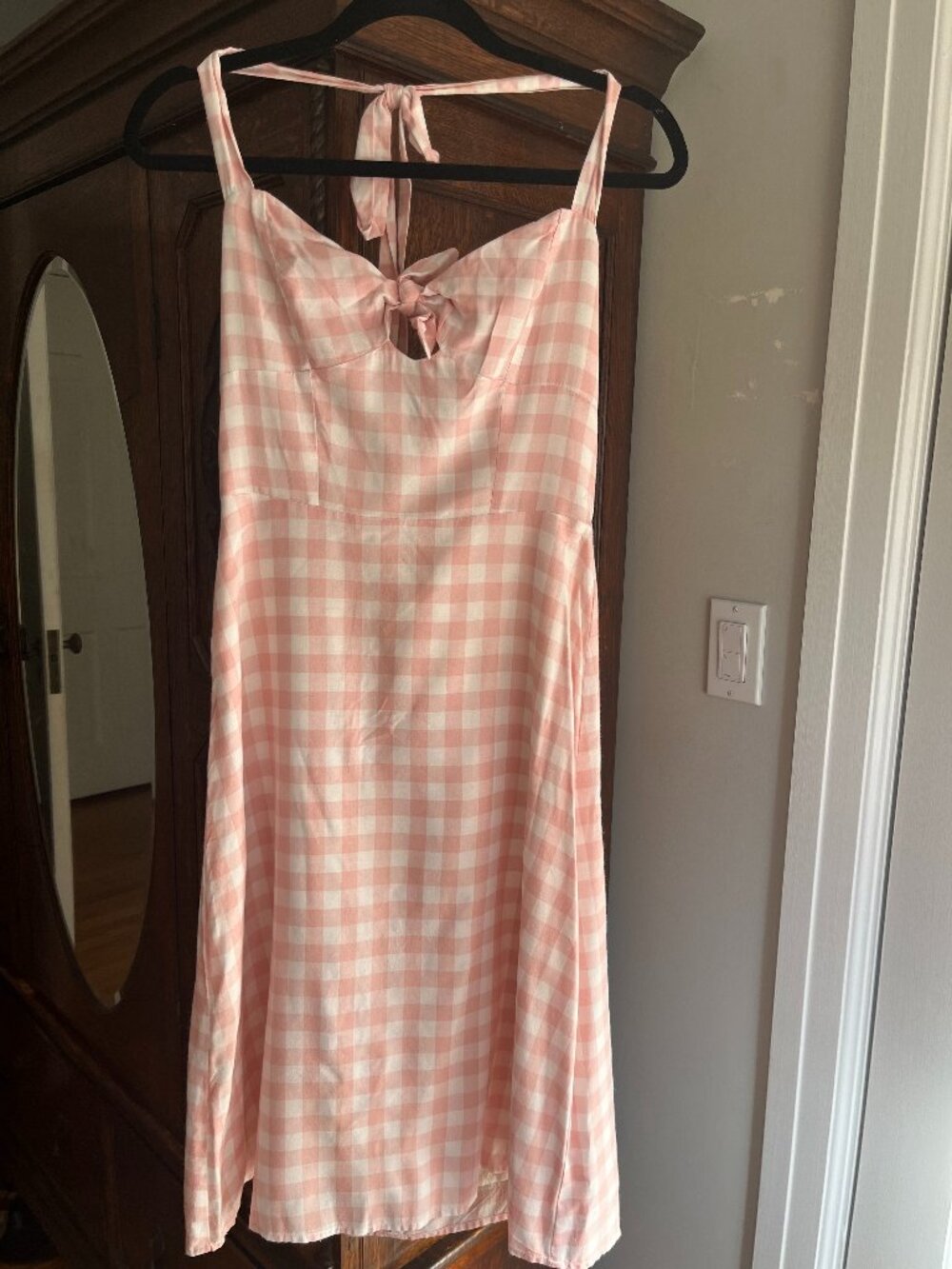 Pink and white gingham sundress